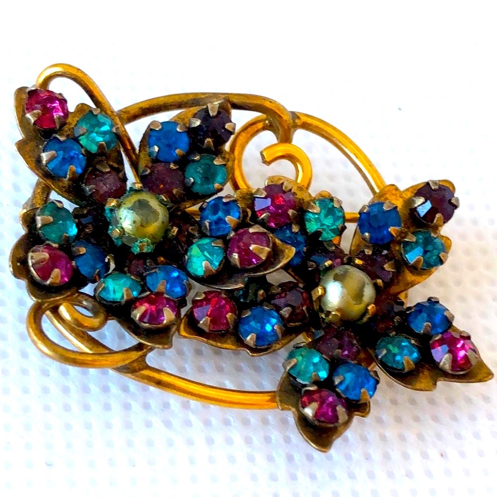 Vintage CRC Charles Reis Co 12K GF rhinestone pin 1940 s